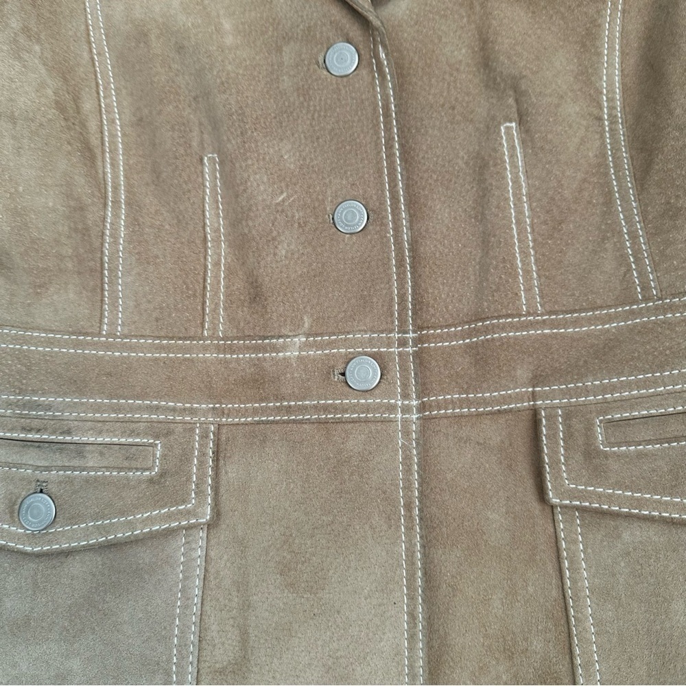 Ann Taylor By Loft Women’s 100% Leather Jacket Tan With Pockets, Lined Size 12P - Picture 4 of 13